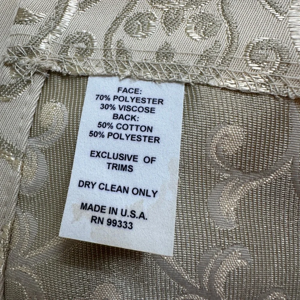 VTG Champagne Silver Damask Curtain Panel 52x86 Metallic Scroll Brocade USA Made